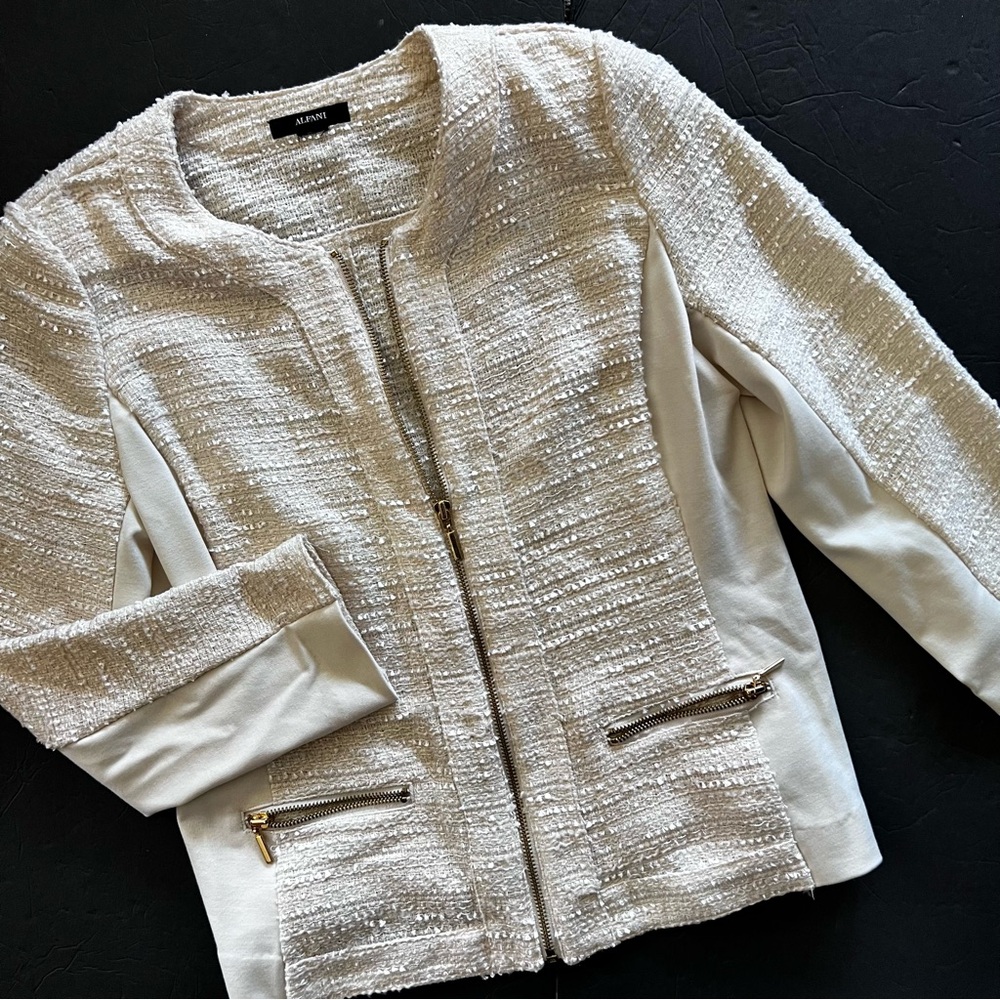 Alfani Cream Textured Women's Jacket Size Medium